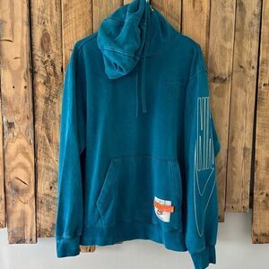 Nike Sportswear Fleece Hoodie Street Style Green Abyss Blue Sweatshirt Size‎ M